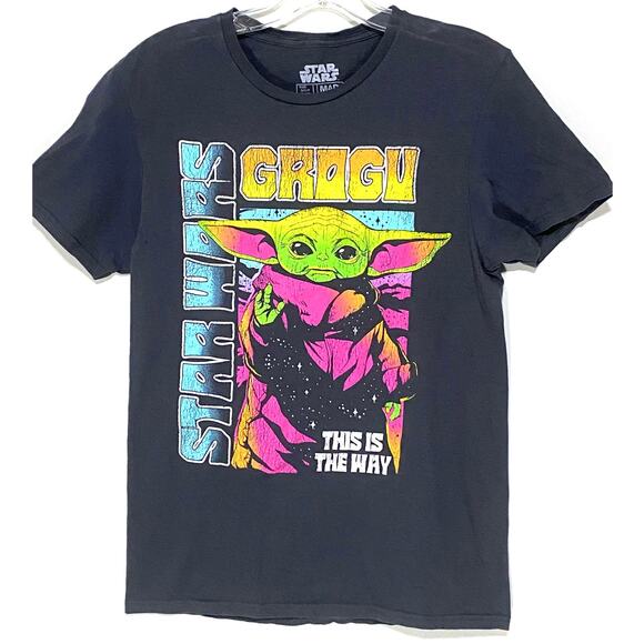 Star Wars Grogu Chillin This Is The Way Neon Retro Loud Distressed Shirt Mens S - Picture 1 of 5